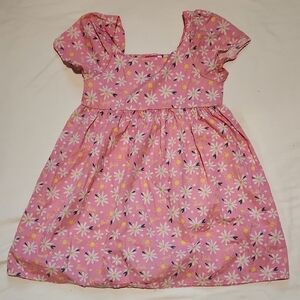 Barbie Pink Daisy Print Puff Sleeve Dress 100% Cotton Sz XL (14)